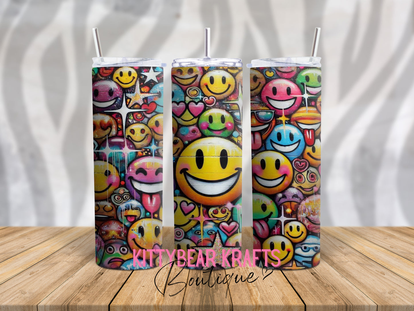 Smile Face Wall Graffiti 20 oz Stainless Steel Tumbler