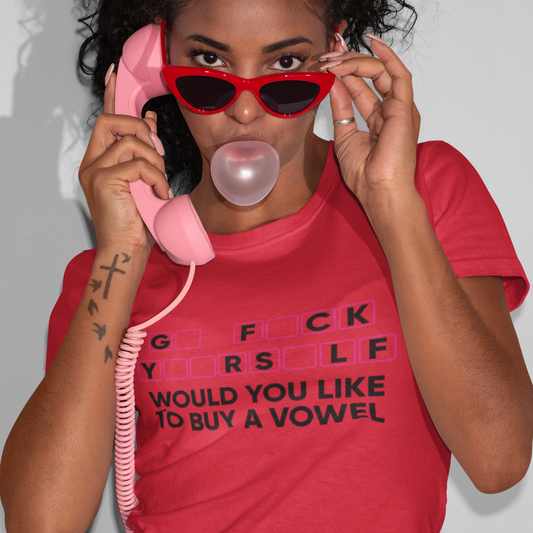 Would You Like to Buy a Vowel Graphic T-Shirt Tea Shirt Shoppe