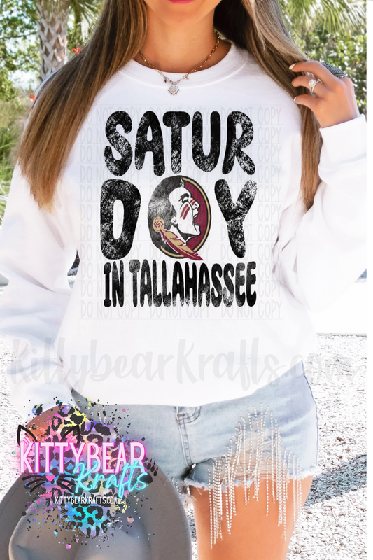 Saturday In Tallahassee Florida Football Crewneck Sweat shirt Kittybear Krafts