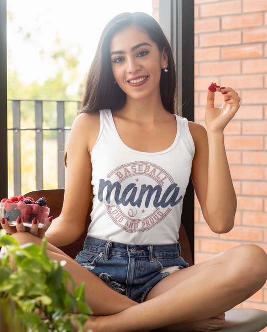 Baseball Mama Loud And Proud Graphic Tank Tea-Shirt Shoppe