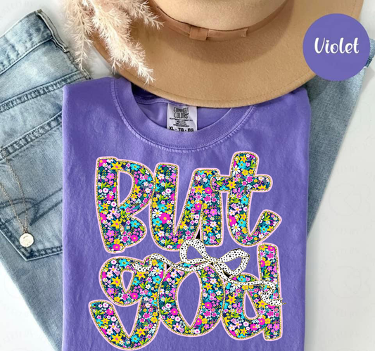 But God Floral Graphic T-Shirt Kittybear Krafts
